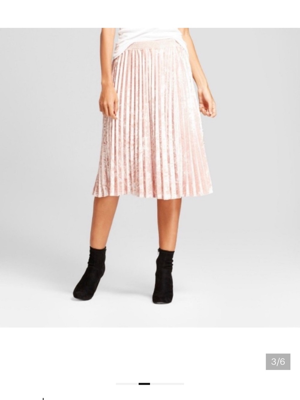 A New Day pink velvet pleated skirt womens size medium elastic waist preppy fun